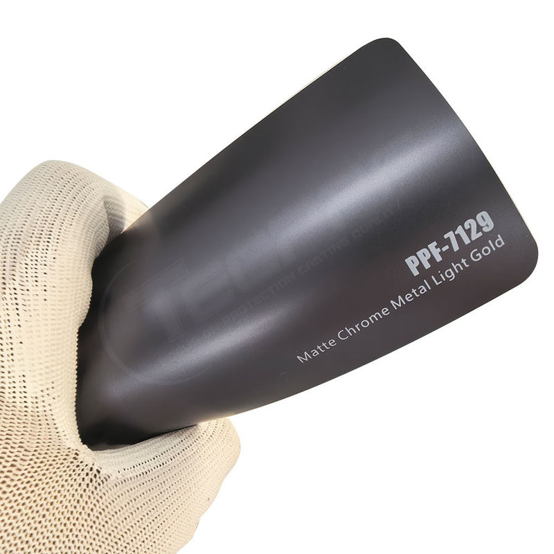 PPF-7129 매트 크롬 금속 광 금색 페인트 보호 필름 자동차 스크래치