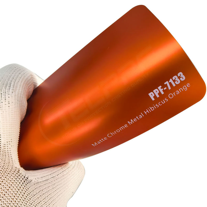 PPF-7133 매트 크롬 금속 히비스쿠스 오렌지 색 페인트 보호 필름 자동차 스크래치